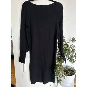 Ralph Lauren Women's Black Rib-Knit Long-Sleeve Midi Dress, Size L, Like New
